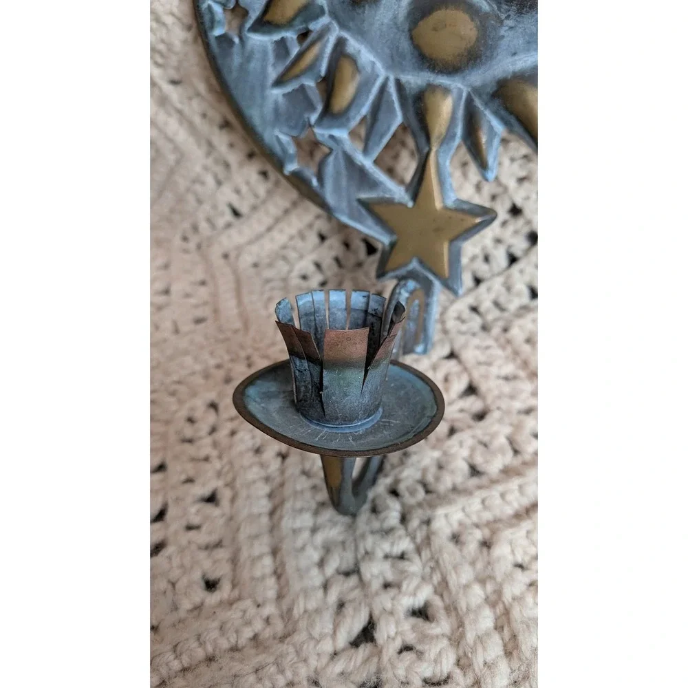 Vintage PartyLite Sun Celestial Whimsigoth Chiminea & Moon Candle Holder Set